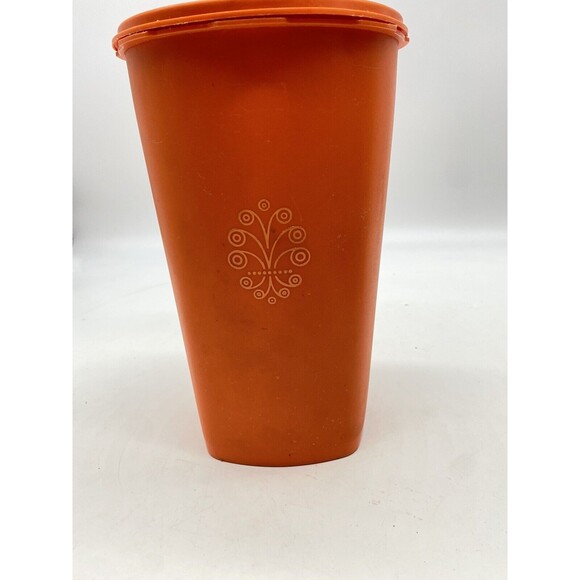 Tupperware 10.5” Tall Harvest Orange Canister 1222-3 With Lid Servalier Vintage - Picture 1 of 9
